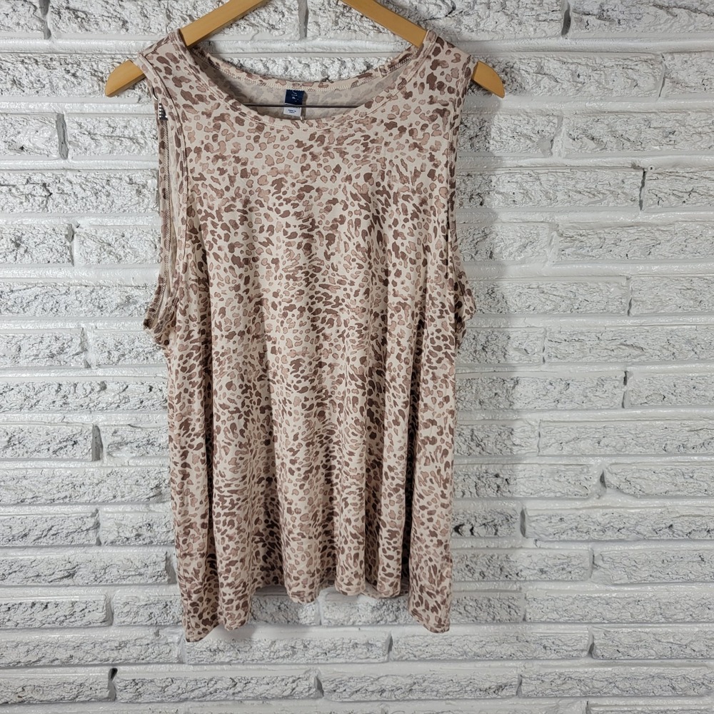 Old Navy Tank Top XL Animal Print Brown Tan Sleeveless Crew Neck ANI69E
